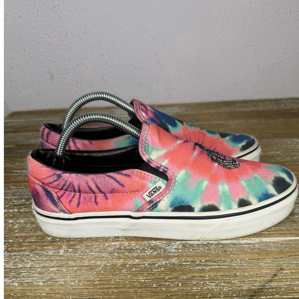 Vans Grateful Dead Tie Dye Slip On Shoes Womens Size 7 Skeleton Rose Hippie Boho - Picture 2 of 8